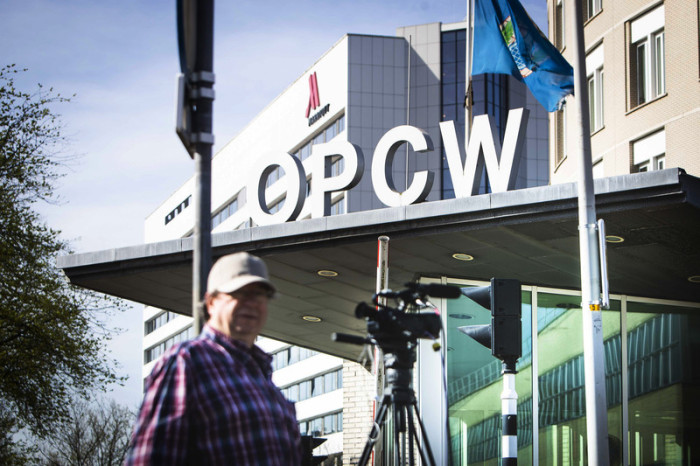 Außenansicht des Hauptquartiers der Organisation für das Verbot chemischer Waffen (OPCW) in Den Haag. Foto: epa/Evert-jan Daniels