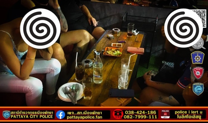 Festgenommen wurden der Barbesitzer, das Personal und alle anwesenden Gäste. Foto: Pattaya Police