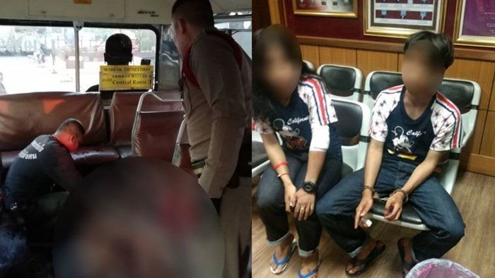 In einem Linienbus kam es zu einer abscheulichen Tat. Rechts im Bild der jugendliche Täter mit seiner Freundin. Foto: Sanook