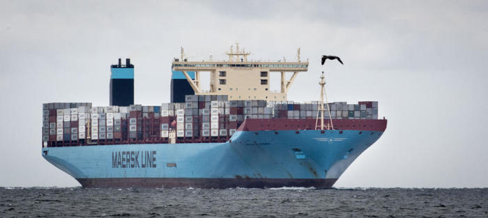 Ansicht der Majestic Maersk. Foto: epa/Axel Schuett