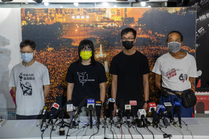 Pressekonferenz der Hongkong-Allianz. Foto: epa/Jerome Favre