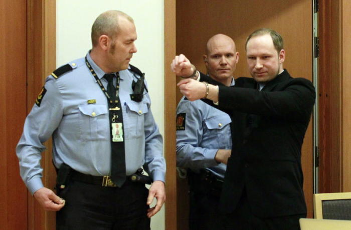 Haftanhörung für den geständigen Terroristen Anders Behring Breivik in Oslo. Foto: epa/Heiko Junge