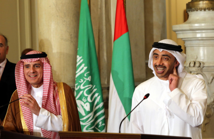  Saudi Arabiens Außenminister Adel al-Jubeir (l.) und Abdullah bin Zayed al-Nahyan, Außenminister der Vereinigten Arabischen Emirate (r.). Foto: epa/Khaled Elfiqi
