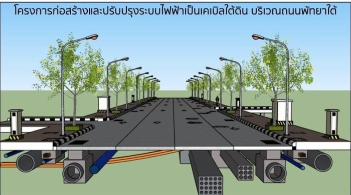 Plan des unterirdischen Verlaufs von Strom- und Kommunikationskabel sowie Drainage. Foto: City Hall Pattaya
