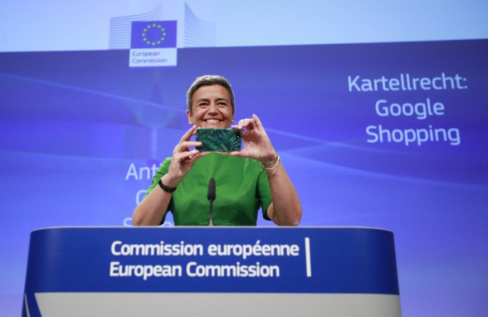 Wettbewerbskommissarin Margrethe Vestager. Foto: epa/Olivier Hoslet