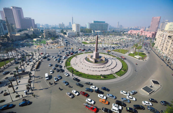 Eine Gesamtansicht des Obelisken in der Mitte des Tahrir-Platzes, Kairo. Foto: epa/Khaled Elfiqi