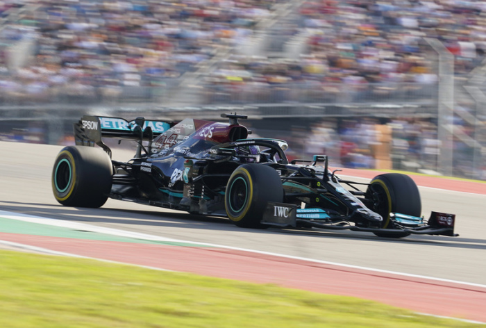 Formel-1-Weltmeisterschaft, Grand Prix der USA, Freies Training: Lewis Hamilton vom Team Mercedes aus Großbritannien in Aktion. Foto: Eric Gay/Ap/dpa