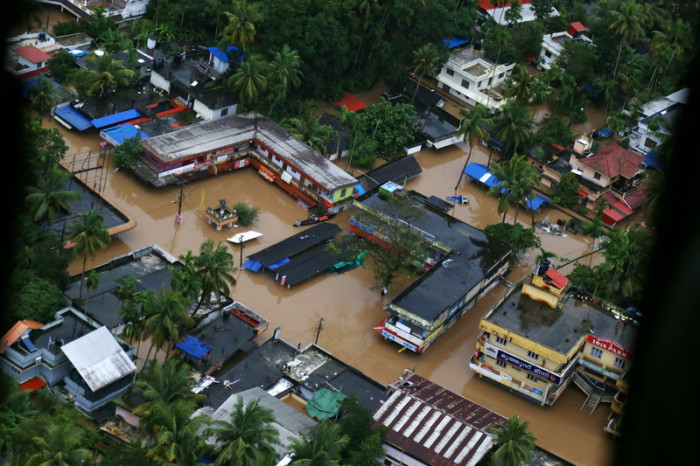 Luftaufnahme des überschwemmten Kochi, Kerala-Staat. Foto: epa/Prakash Elamakkara