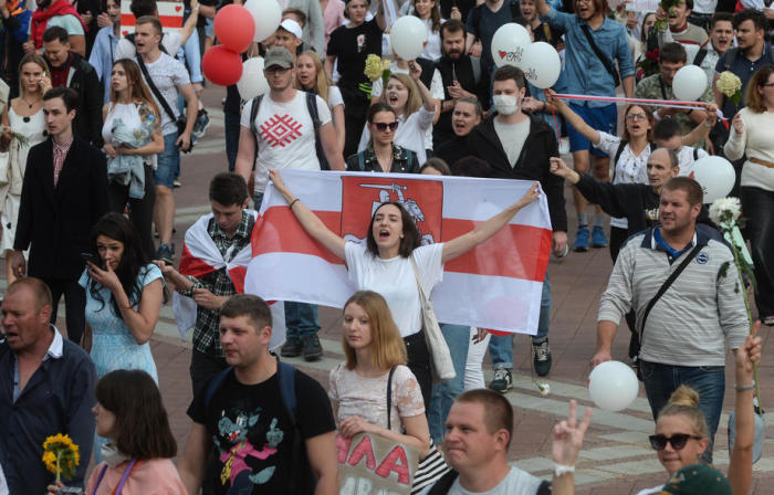 Proteste im Anschluss an die Präsidentschaftswahlen in Belarus. Foto: epa/Yauhen Yerchak