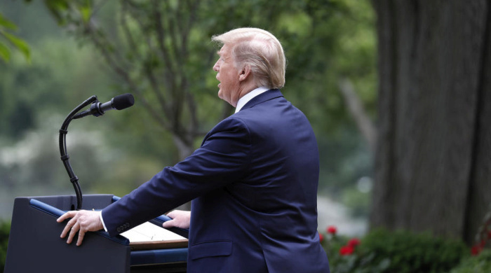 U.S.-Präsident Donald J. Trump im Rosengarten des Weißen Hauses in Washington. Foto: epa/Yuri Gripas