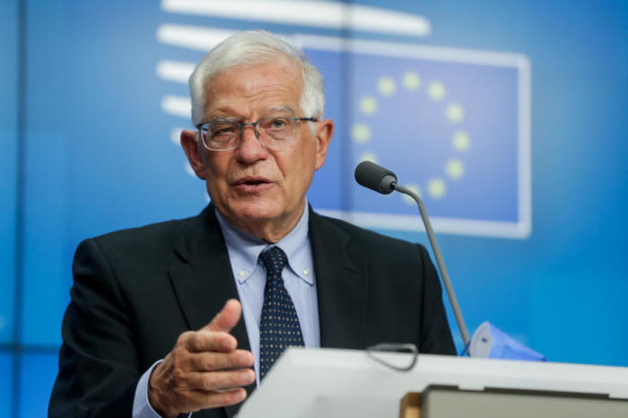 Der Chef der Außenpolitik der Europäischen Union, Josep Borrell, gibt eine Pressekonferenz zum Abschluss eines Treffens der EU-Außenminister beim Europäischen Rat in Brüssel. Foto: epa/Stephanie Lecocq