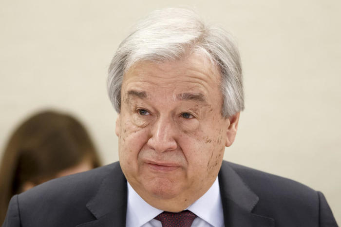 UN-Generalsekretär Antonio Guterres gibt eine Erklärung ab. Foto: epa/Salvatore Di Nolfi