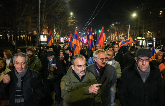 Protest der armenischen Opposition in Eriwan. Foto: epa/Narek Aleksanyan