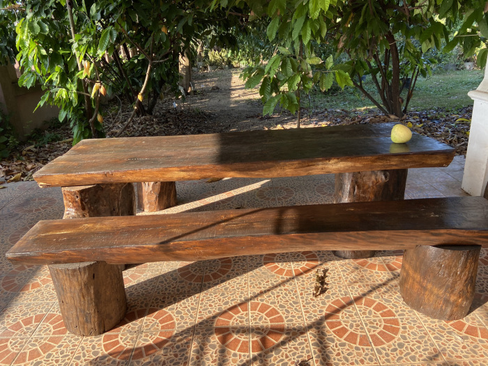 Meine Thais haben mit einfachsten Mitteln einen schönen Tisch und Bänke geschaffen: Platz nehmen! Fotos: hf