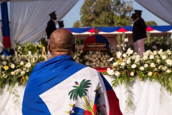 Beisetzung des ermordeten Präsidenten von Haiti Jovenel Moise. Foto: epa/Orlando Barria