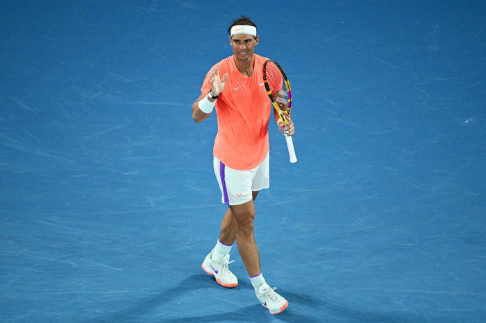 Der spanische Spieler Rafael Nadal reagiert während seines Viertelfinales im Herreneinzel. Foto: epa/Dean Lewins