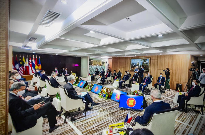 Treffen der ASEAN-Führer zur Myanmar-Krise in Jakarta. Foto: epa/Laily Rachev / Indonesischer PrÄsident