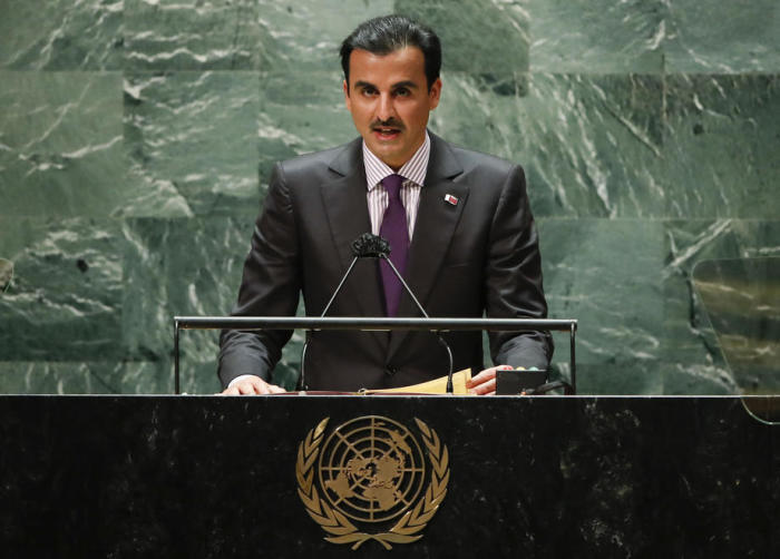 Scheich Tamim bin Hamad al-Thani, Emir von Katar, spricht auf der 76. Sitzung der UN-Generalversammlung in New York City. Foto: epa/Eduardo Munoz