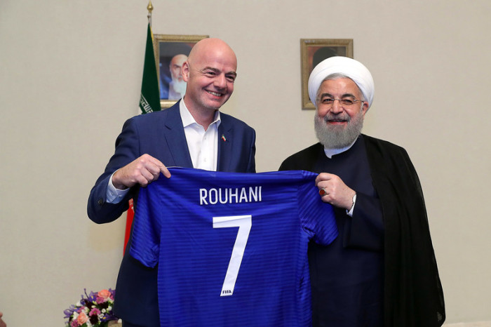 FIFA-Präsident Gianni Infantino (l.) und Irans Präsident Hassan Rouhani. Foto: epa/Ranian Presidential Office