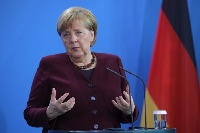 Bundeskanzlerin Angela Merkel während einer Pressekonferenz nach dem Treffen zwischen der Bundeskanzlerin und dem luxemburgischen Premierminister in Berlin. Foto: epa/Christian Marquardt