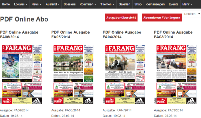 Das Online-Abonnement kostet nur 1.600 Baht/ Jahr. Auch vorausgegangene Ausgaben stehen zum Download bereit.
