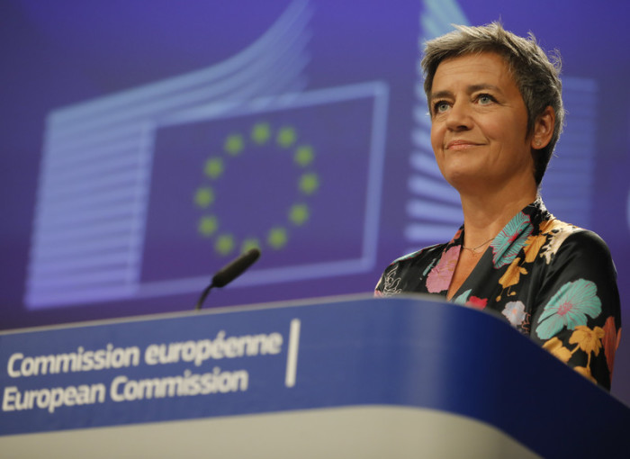 EU-Kommissarin Margrethe Vestager. Foto: epa/Olivier Hoslet