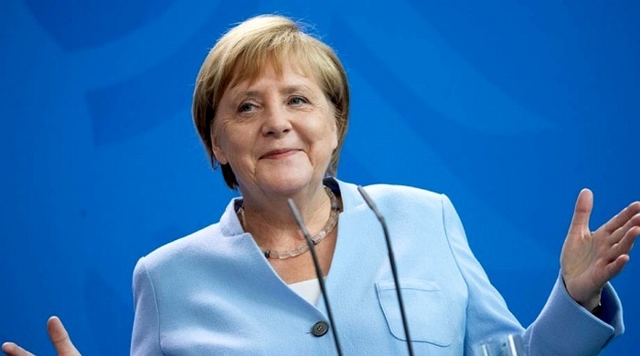 Bundeskanzlerin Angela Merkel an einer Pressekonferenz im Kanzleramt in Berlin. Foto: epa/Hayoung Jeon