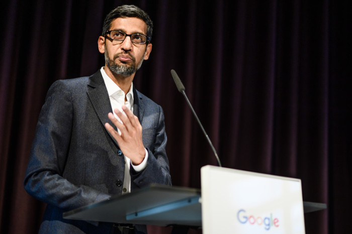 Google-Chef Sundar Pichai während der Grundsatzrede der Google I/O-konferenz. Foto: Epa/CLEMENS BILAN