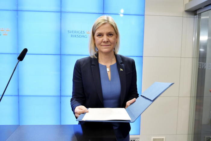 Die Vorsitzende der Sozialdemokratischen Partei Magdalena Andersson wird zur schwedischen Ministerpräsidentin ernannt. Foto: epa/Erik Simander