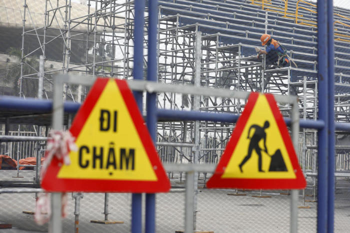 Rückbau der Tribünen des Großen Preises von Vietnam F1, nachdem die Veranstaltung wegen einer Coronavirus-Pandemie abgesagt wurde. Foto: epa/Christliche Bruna