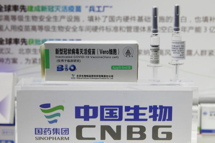 China National Biotech Group (CNBG) Chinesischer Pharmastand auf der 2020 China International Fair for Trade in Services (CIFTIS) in Peking. Foto: epa/Wu Hong