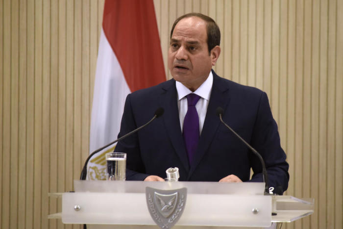 Der ägyptische Präsident Abdel Fattah al-Sisi spricht während einer gemeinsamen Pressekonferenz. Foto: epa/Iakovos Hatzistavrou