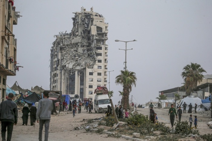 Intern vertriebene Palästinenser aus dem nördlichen Gaza-Streifen. Foto: epa/Mohammed Saber