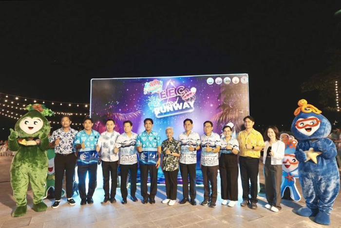 Vertreter aus Politik und Verwaltung eröffnen die Veranstaltung „Colors of EEC“ am Pattaya Central Beach. Bild: PR Pattaya