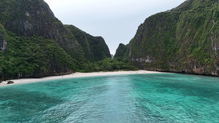 Die weltbekannte Maya Bay gilt als wichtiger Lebensraum für Schwarzspitzen-Riffhaie und andere Meeresarten. Foto: Department Of National Parks, Wildlife And Plant Conservation (dnp)