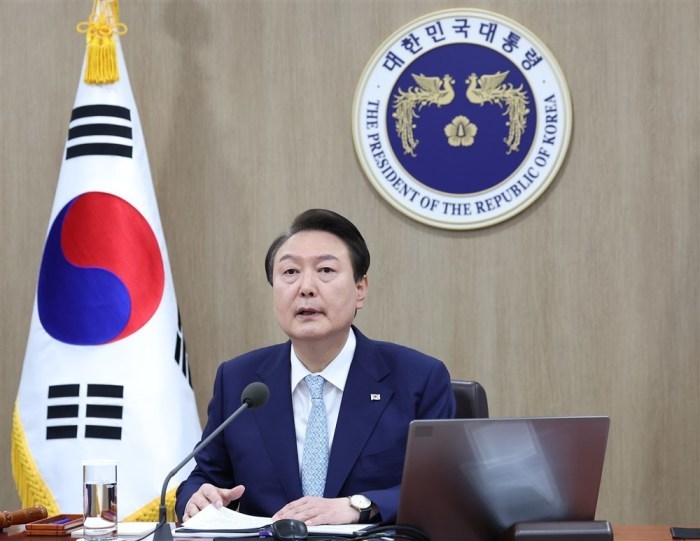 Der Präsident Südkoreas, Yoon Suk Yeol, in Seoul. Foto: epa/Yonhap South Korea Out