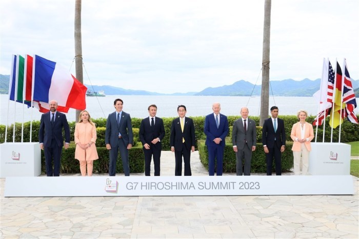 G7-Gipfel Hiroshima Arbeitsessen. Foto: epa/G7 Hiroshima-gipfel Gastgeber