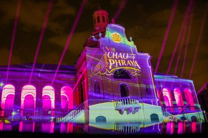 14 zentrale Orte am Chao-Phraya-Fluss in Bangkok werden im Rahmen des Festivals „Vijit Chao Phraya“ mit Lichtshows, Lasershows und Projektionsmapping erleuchtet. Fotos: Vijit Chao Phraya 2024