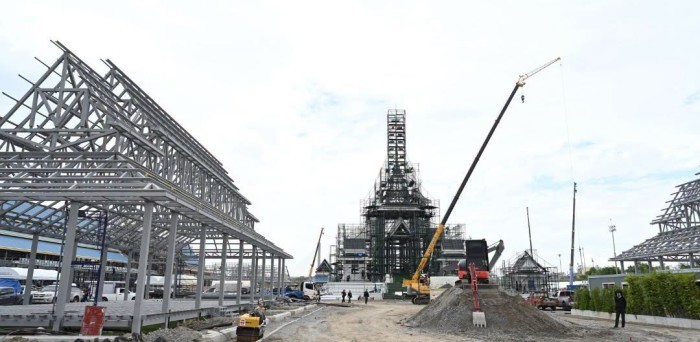 Das königliche Krematorium auf dem Sanam Luang soll nach Angaben der Behörden bis Oktober 2026 vollständig fertiggestellt werden. Bild: Bangkok Metropolitan Administration (BMA)
