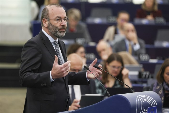 Der Vorsitzende der Europäischen Volkspartei im Europäischen Parlament Manfred Weber. Foto: epa/Julien Warnand
