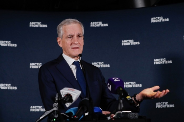 Norwegens Ministerpräsident Jonas Gahr Støre spricht auf der 20. Arctic Frontiers Konferenz im nordnorwegischen Tromsø. Foto: epa/Rune Stoltz Bertinus