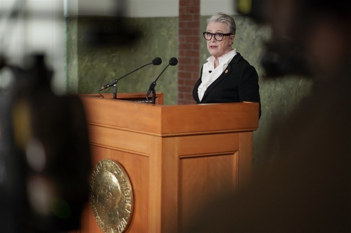 Bekanntgabe des Friedensnobelpreises 2022 in Oslo. Foto: epa/Heiko Junge