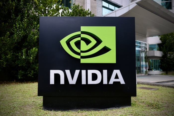 Das NVIDIA Logo vor dem Büro in Taipeh. Foto: epa/Ritchie B. Tongo
