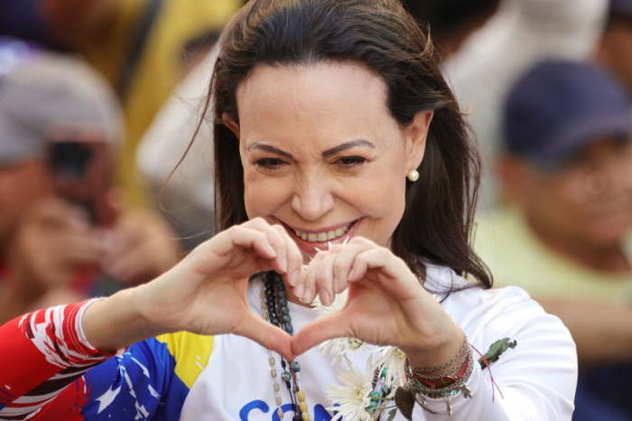 Maria Corina Machado wird für ihren Einsatz für Demokratie und Menschenrechte in Venezuela mit dem Friedensnobelpreis geehrt. Foto: dpa/Jesus Vargas