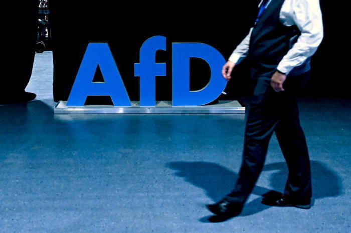 Eine Delegierte geht an einem Logo der Alternative für Deutschland (AfD) vorbei. Foto: epa/Filip Singer