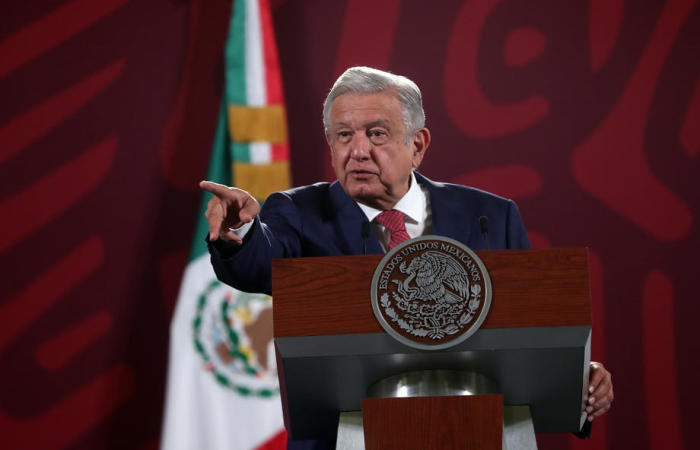 Mexikos Präsident Andres Manuel Lopez Obrador spricht während einer Pressekonferenz im Nationalpalast in Mexiko-Stadt. Foto: epa/Sashenka Gutierrez