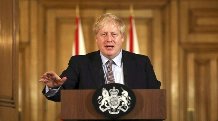 Der britische Premierminister Boris Johnson während einer Pressekonferenz in der Downing Street 10 in London. Foto: epa/Simon Dawson