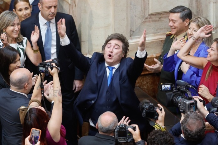 Javier Milei eröffnet in Buenos Aires die 144. ordentliche Sitzungsperiode des Nationalkongresses und stellt zentrale Vorhaben seiner Regierung vor. Foto: Juan Ignacio Roncoroni/epa/dpa