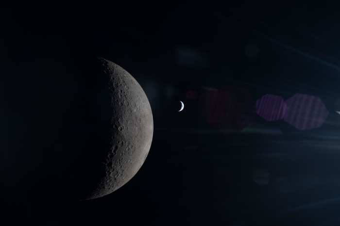 Die Erde und der Mond sind auf einer Aufnahme der NASA von der Rückseite des Mondes während der Mission Artemis 2 gemeinsam zu sehen. Foto: NASA/dpa