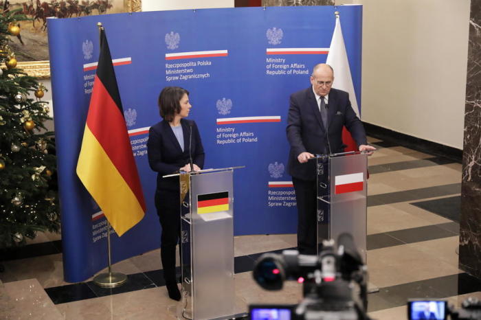 Die deutsche Außenministerin Annalena Baerbock besucht Warschau. Foto: epa/Albert Zawada